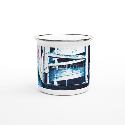 Designer enamel mugs with artwork by NZ designer