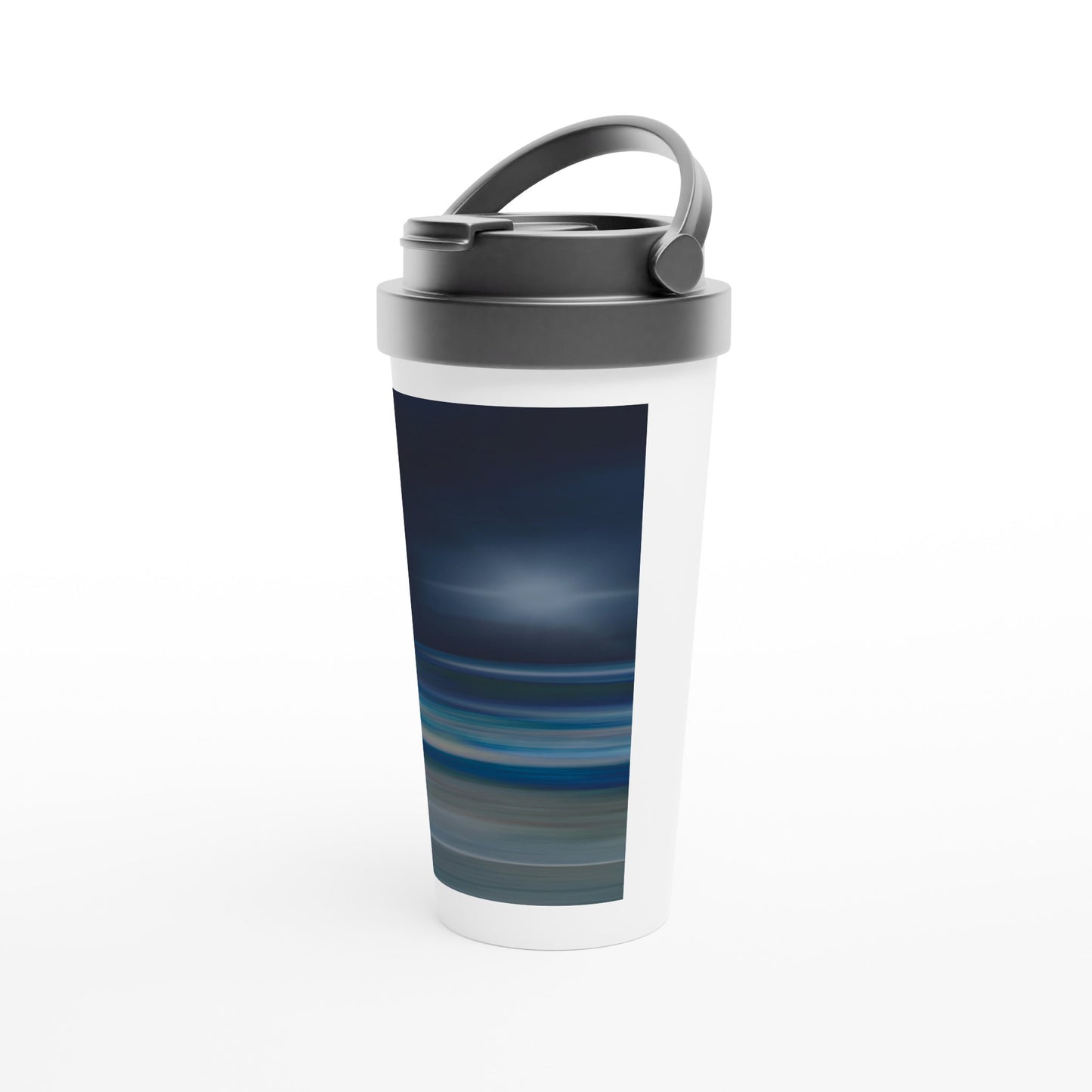 Designer stainless steel travel mug with artwork by NZ designer