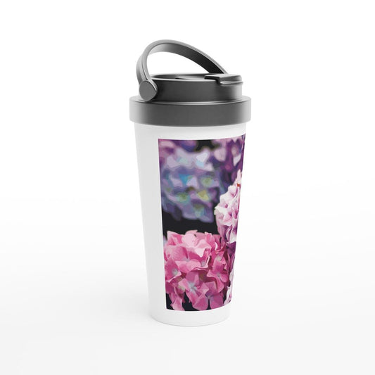 Designer stainless steel travel mug with artwork by NZ designer