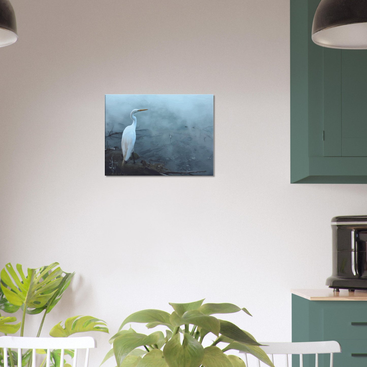 'Grace in the mist' captures the graceful presence of the Kōtuku (white heron) standing still on the edge of a steaming geothermal pool.