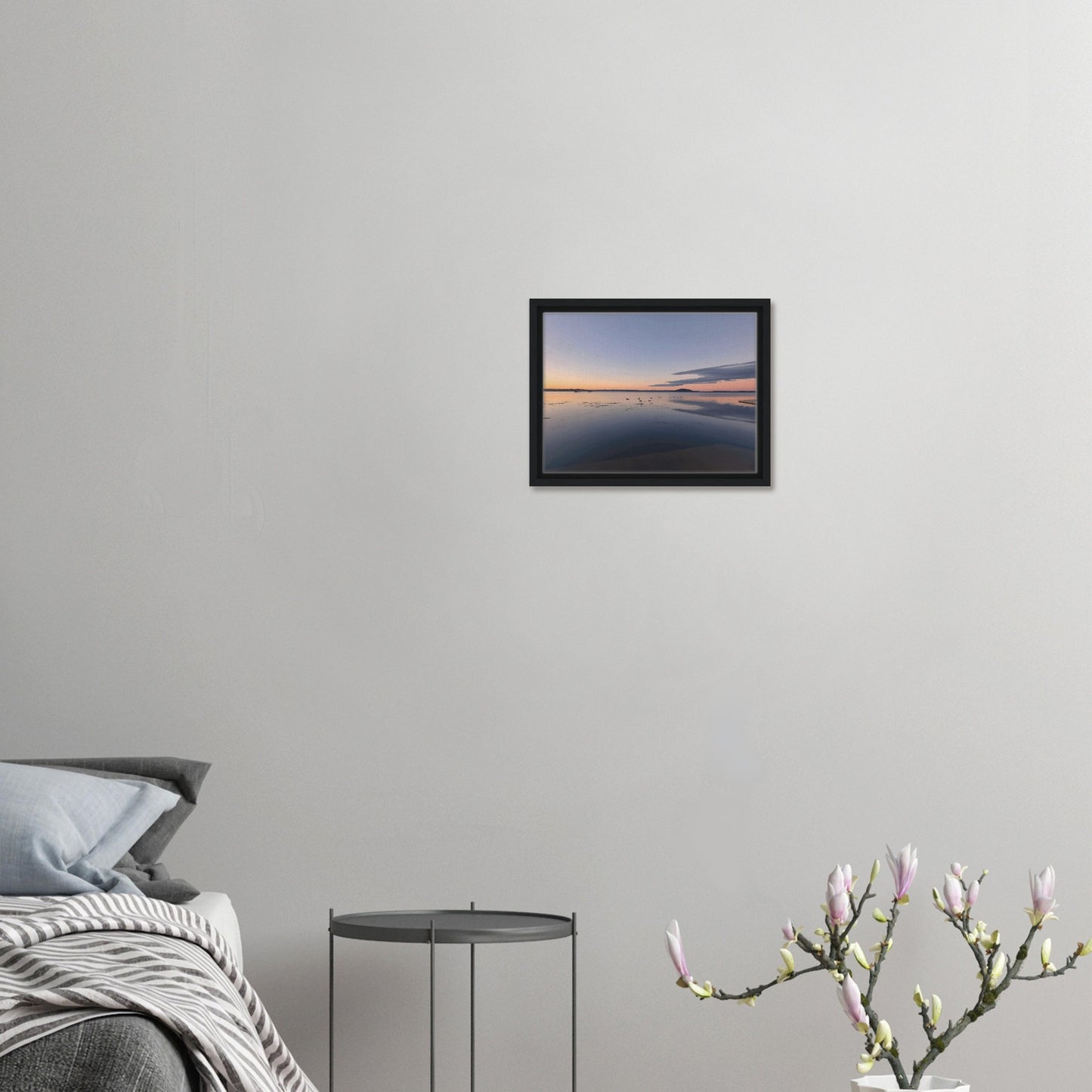 Peaceful Lake Rotorua at sunset with soft pastels, black swans and reflections in Whispers on the Lake by Ben Hart.