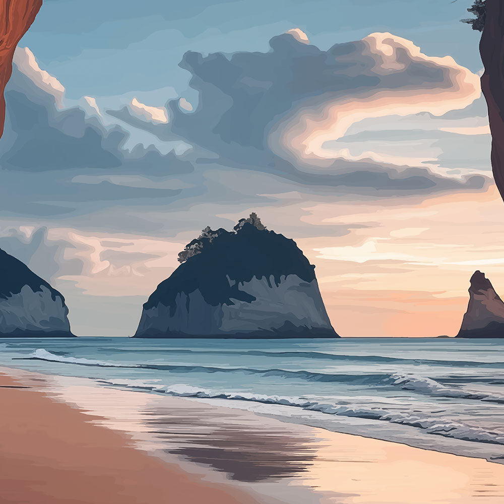 'Cathedral Cove' phone case design close-up - detailed print view NZ Australia