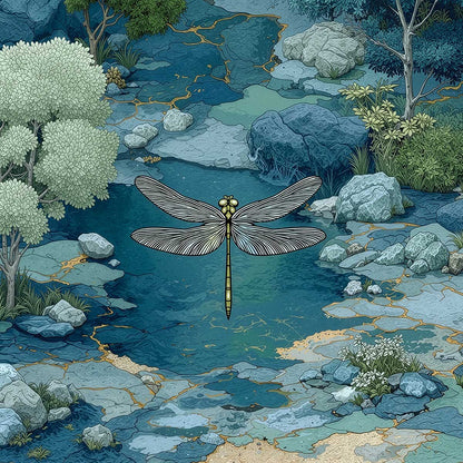 'Dragonfly Glade' phone case design close-up - detailed print view NZ Australia