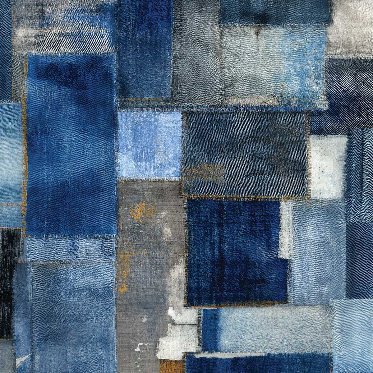 'Indigo Patchwork' phone case design close-up - detailed print view NZ Australia