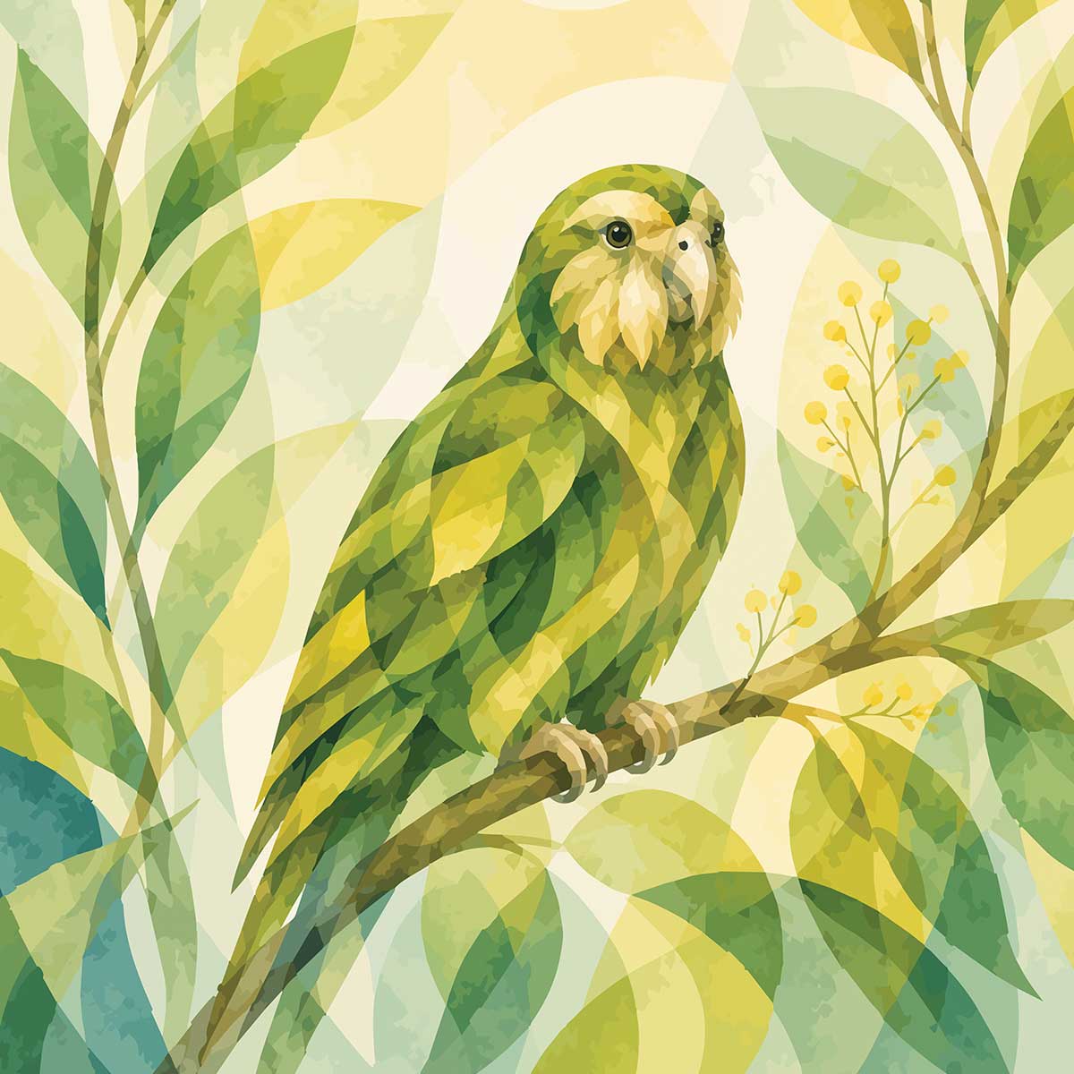 'Kakapo' phone case design close-up - detailed print view NZ Australia