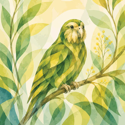 'Kakapo' phone case design close-up - detailed print view NZ Australia