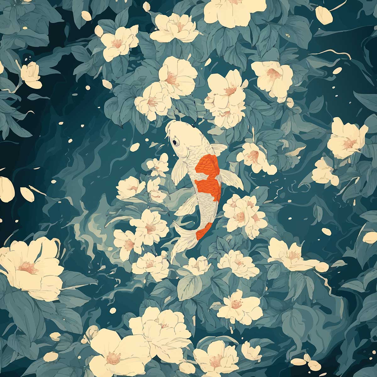 'Koi' phone case design close-up - detailed print view NZ Australia