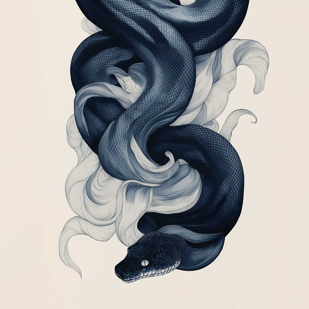 'Midnight Python' phone case design close-up - detailed print view NZ Australia