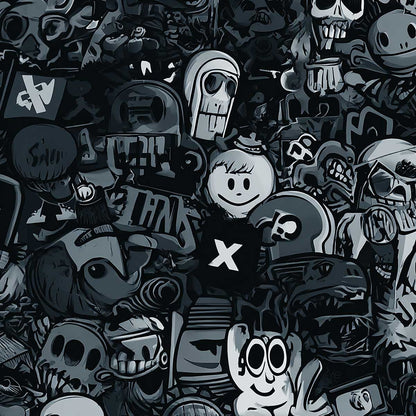 'Midnight Stickers' phone case design close-up - detailed print view NZ Australia
