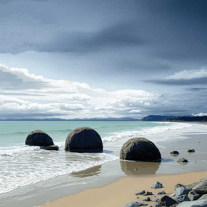 'Moeraki Boulders' phone case design close-up - detailed print view NZ Australia
