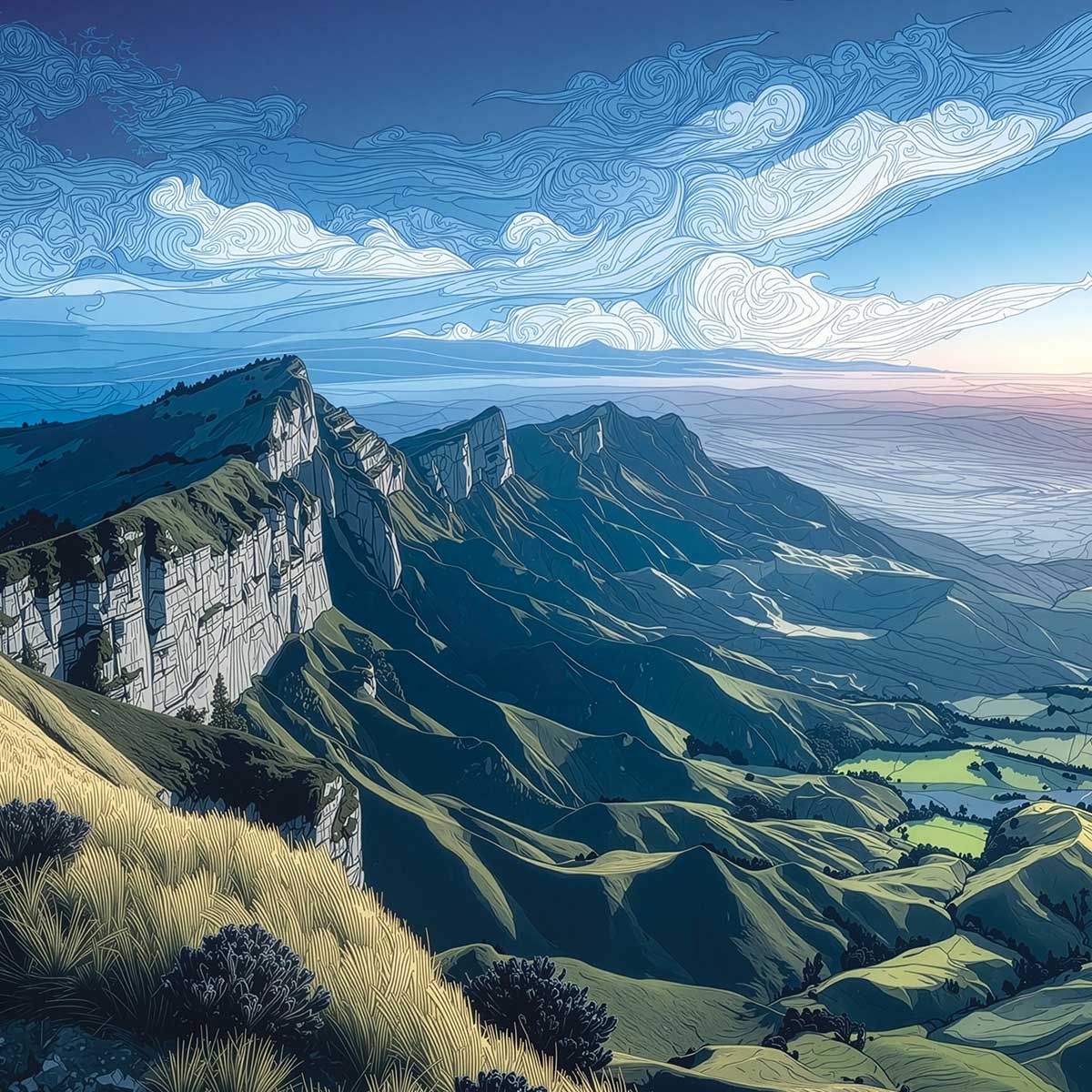 'Te Mata Peak' phone case design close-up - detailed print view NZ Australia