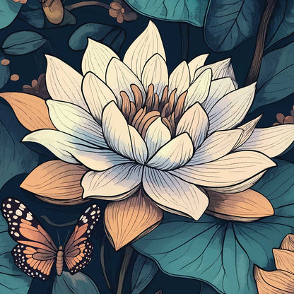 'Water Lily' phone case design close-up - detailed print view NZ Australia
