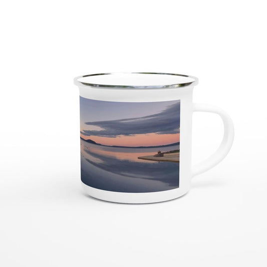Designer enamel mugs with artwork by NZ designer