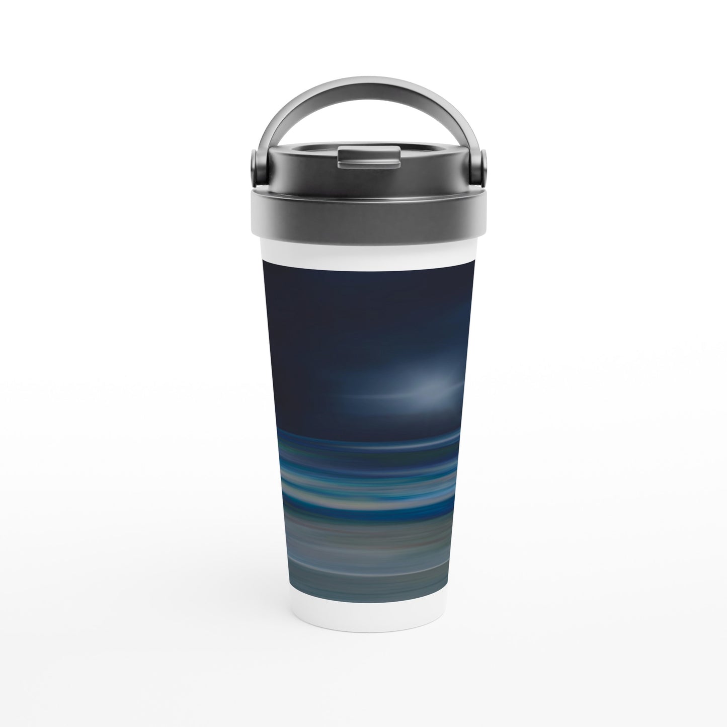 Designer stainless steel travel mug with artwork by NZ designer