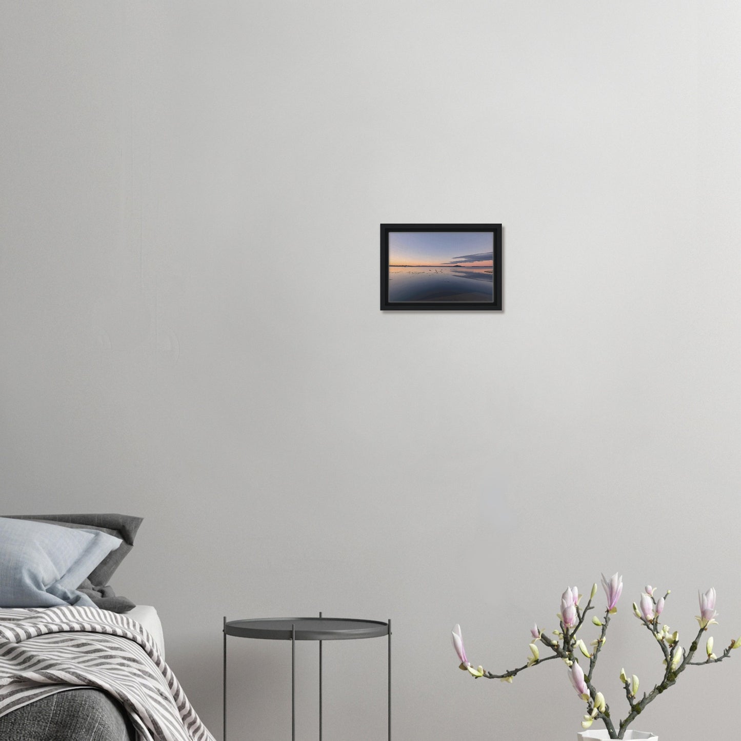 Peaceful Lake Rotorua at sunset with soft pastels, black swans and reflections in Whispers on the Lake by Ben Hart.