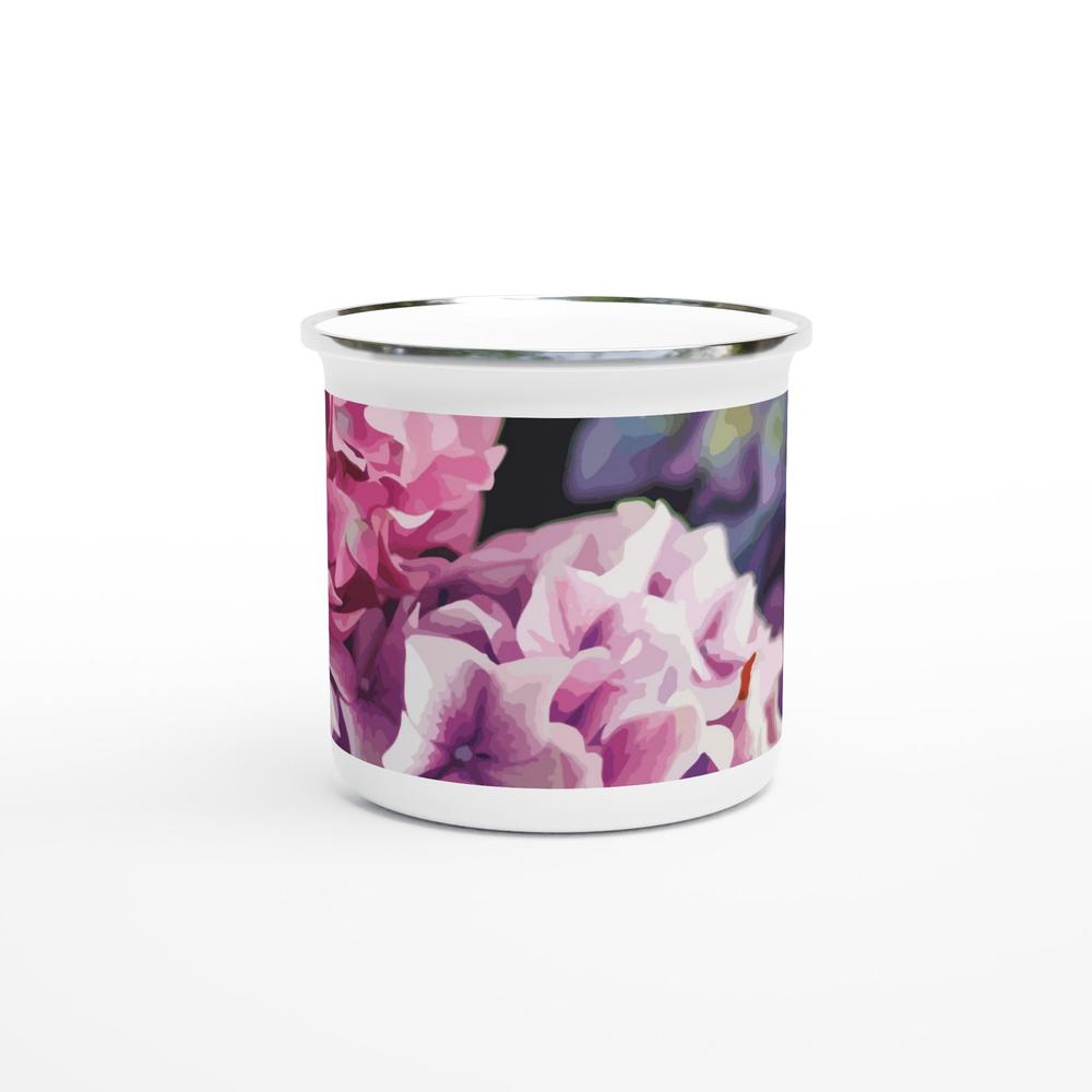 Designer enamel mugs with artwork by NZ designer