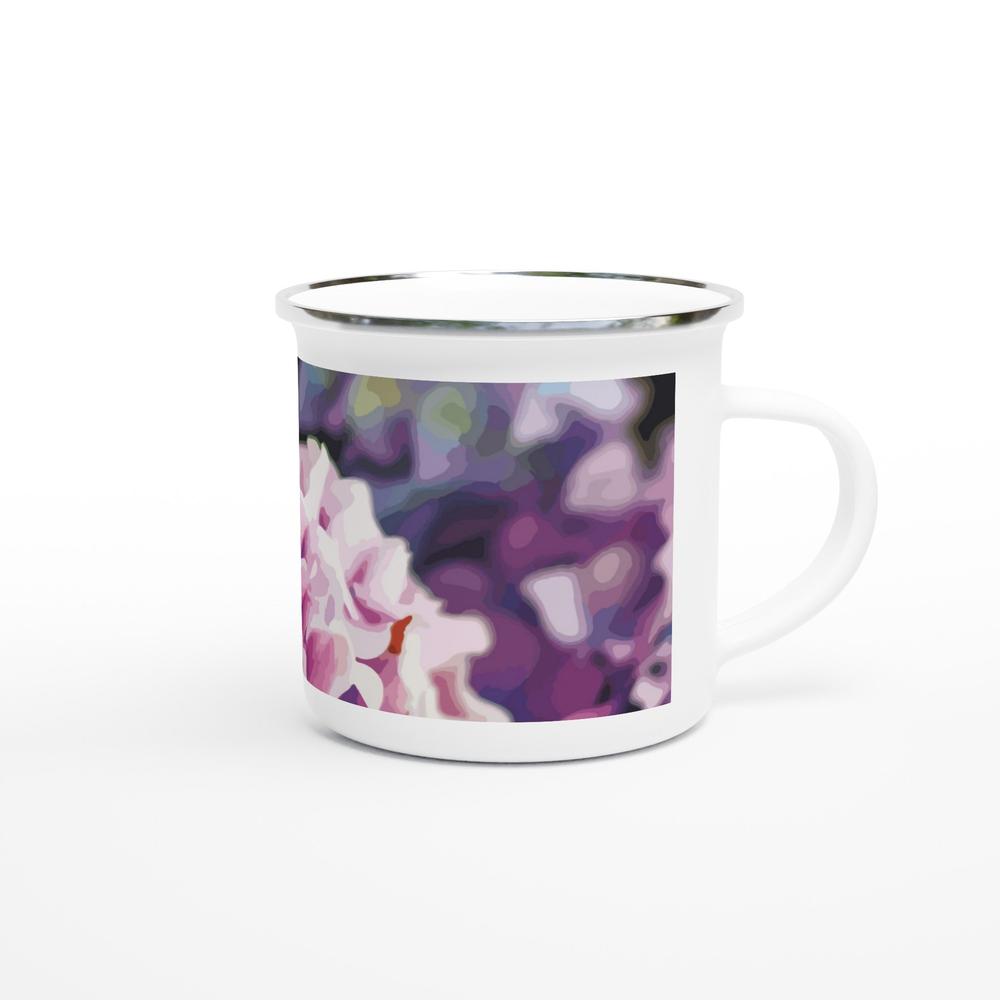 Designer enamel mugs with artwork by NZ designer