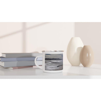 Designer enamel mugs with artwork by NZ designer