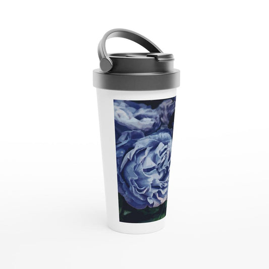 Designer stainless steel travel mug with artwork by NZ designer