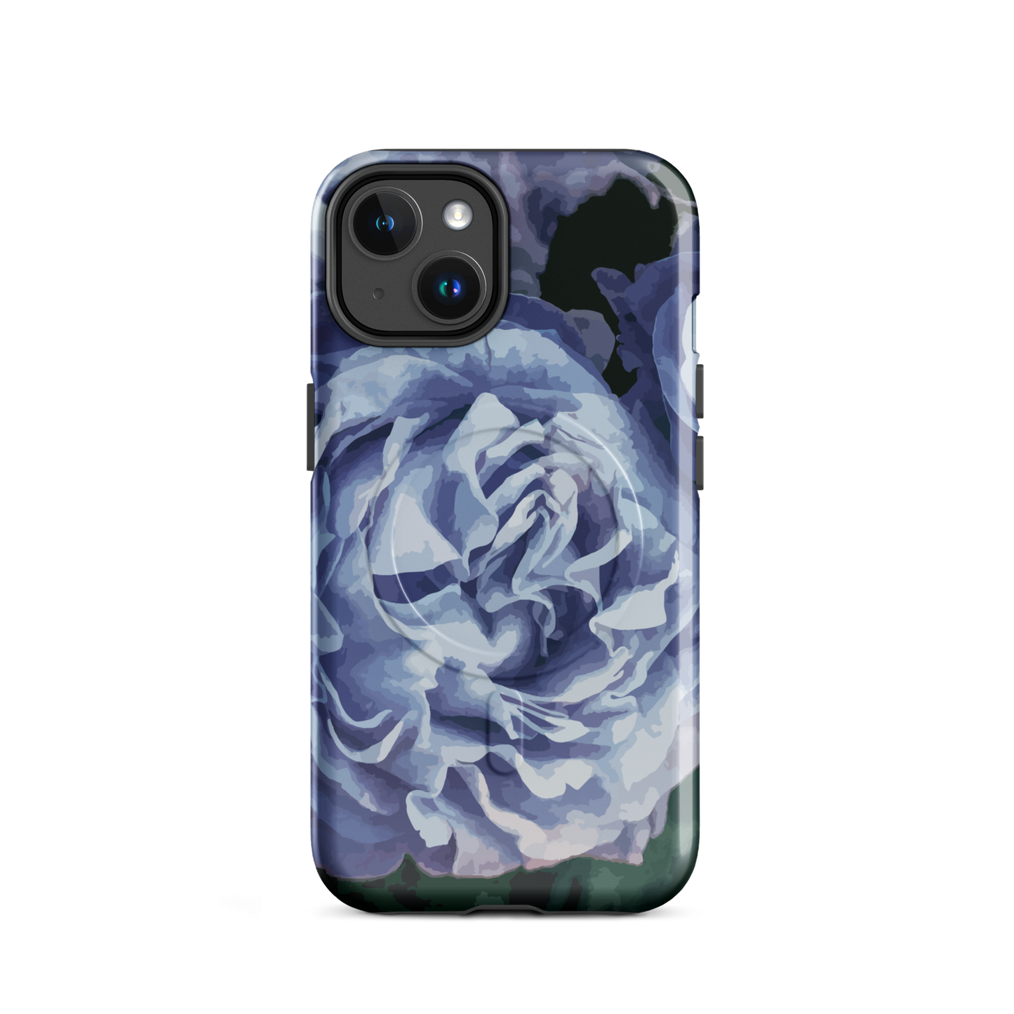 'Blue Rose' iPhone 14 MagSafe tough phone case - protective glossy case NZ Australia