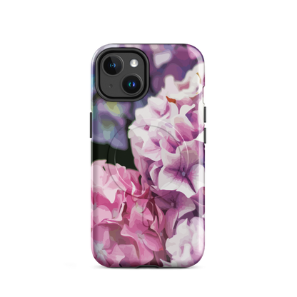 'Hydrangea' iPhone 14 MagSafe tough phone case - protective glossy case NZ Australia