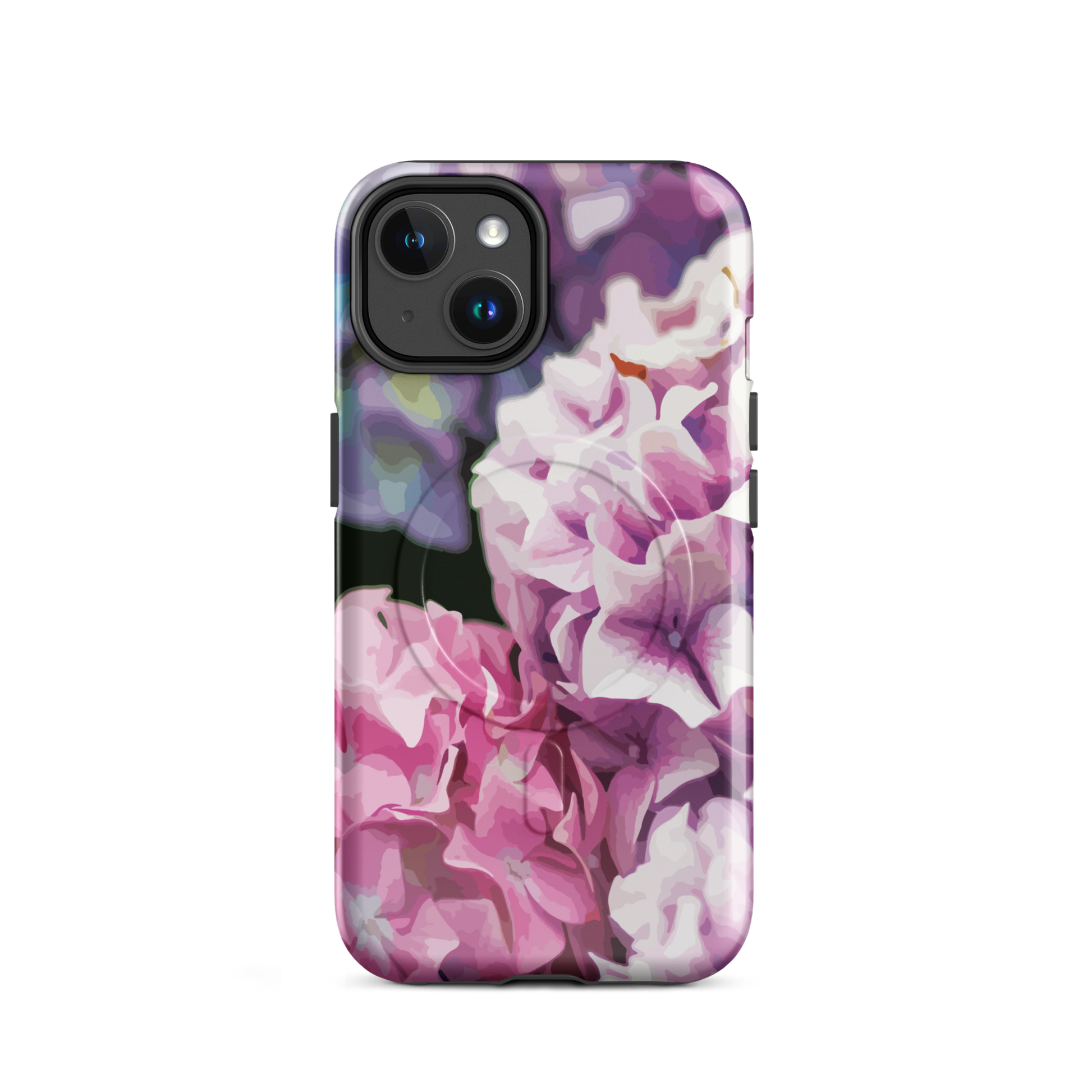 'Hydrangea' iPhone 14 MagSafe tough phone case - protective glossy case NZ Australia