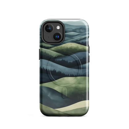 'Blue Mountains' iPhone 14 MagSafe tough phone case - protective glossy case NZ Australia