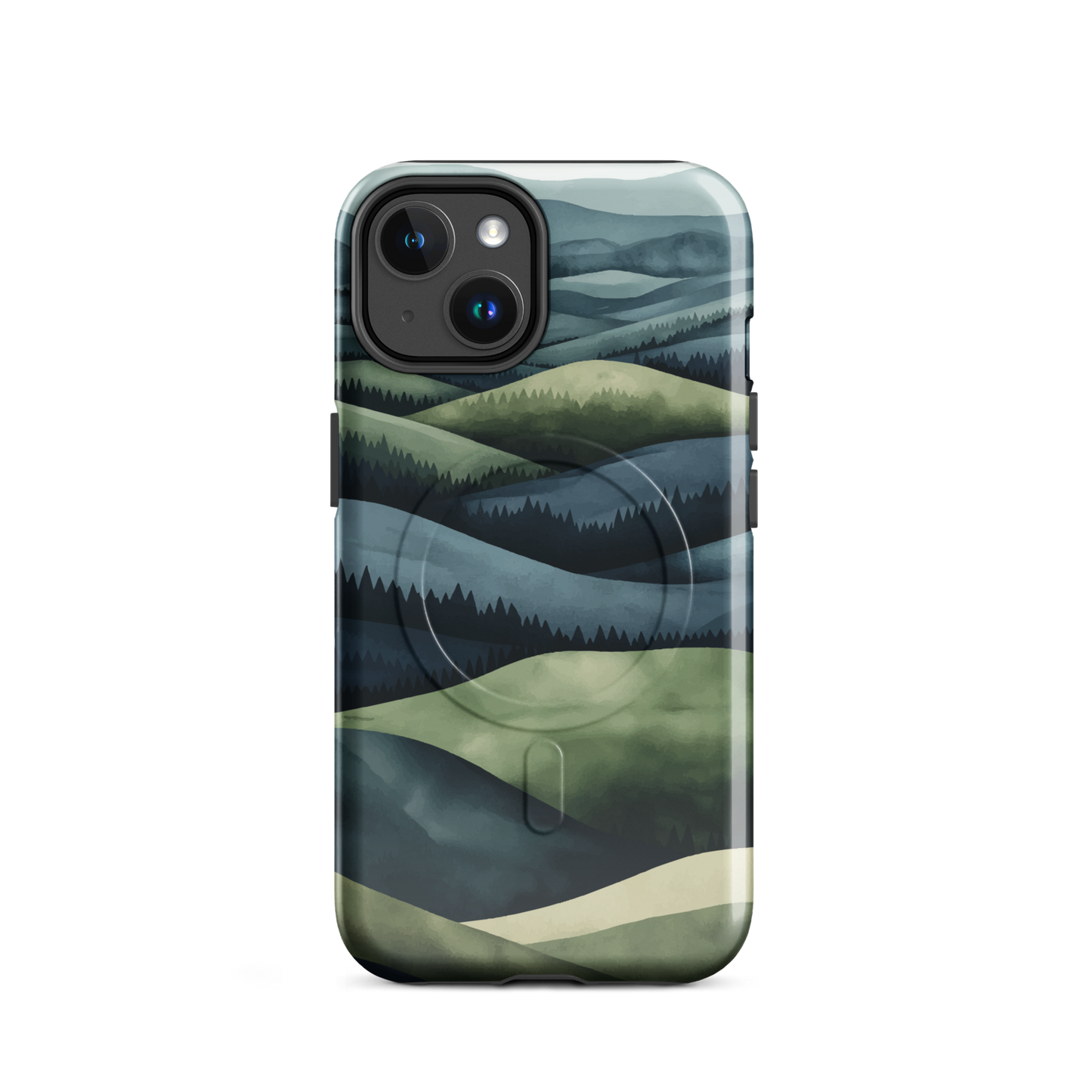 'Blue Mountains' iPhone 14 MagSafe tough phone case - protective glossy case NZ Australia