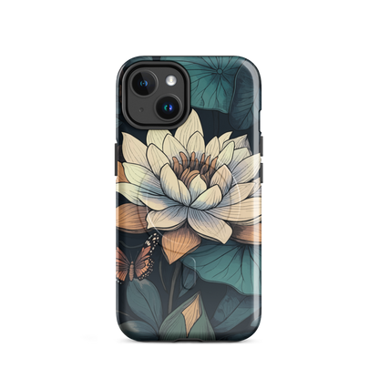 'Water Lily' iPhone 14 MagSafe tough phone case - protective glossy case NZ Australia