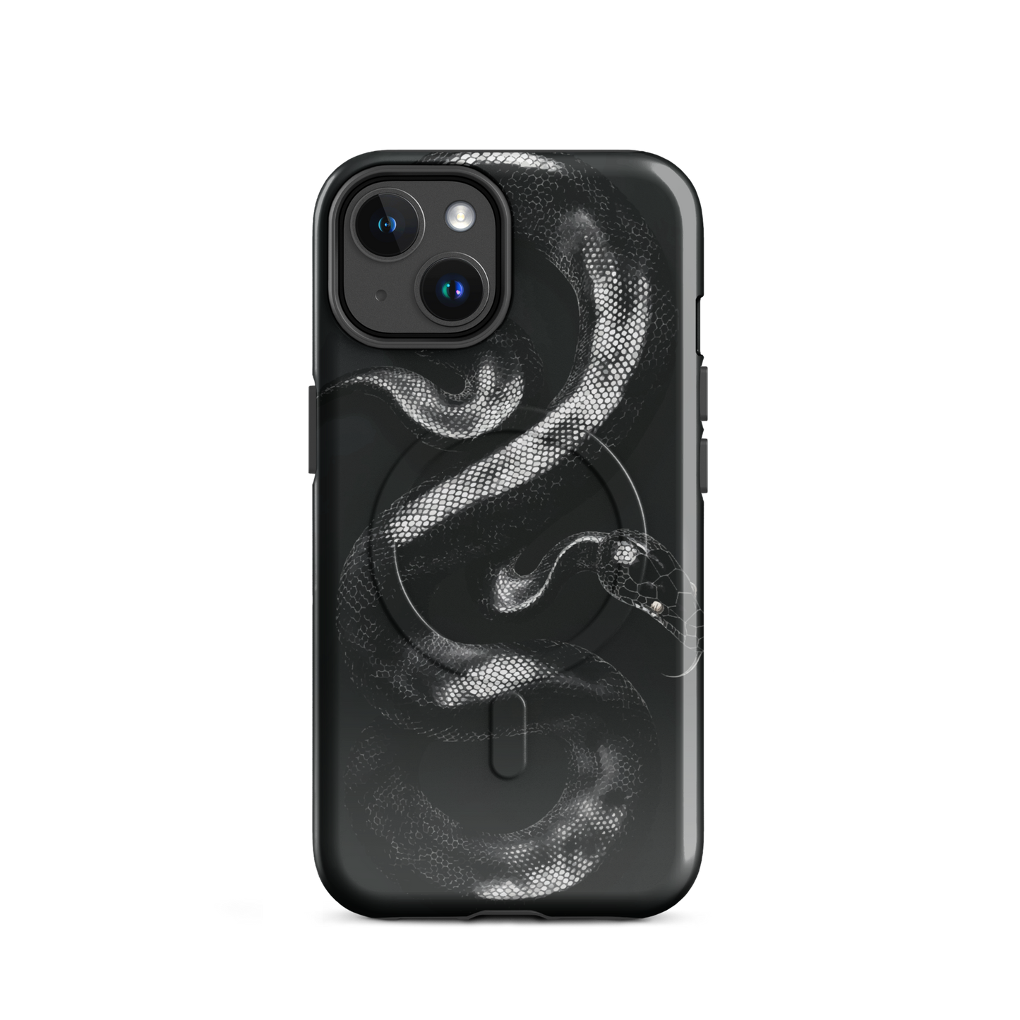 'Black Python' iPhone 14 MagSafe tough phone case - protective glossy case NZ Australia