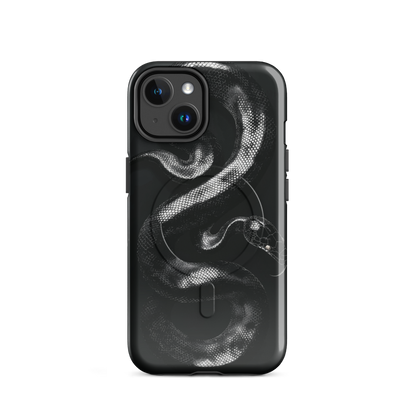 'Black Python' iPhone 14 MagSafe tough phone case - protective glossy case NZ Australia