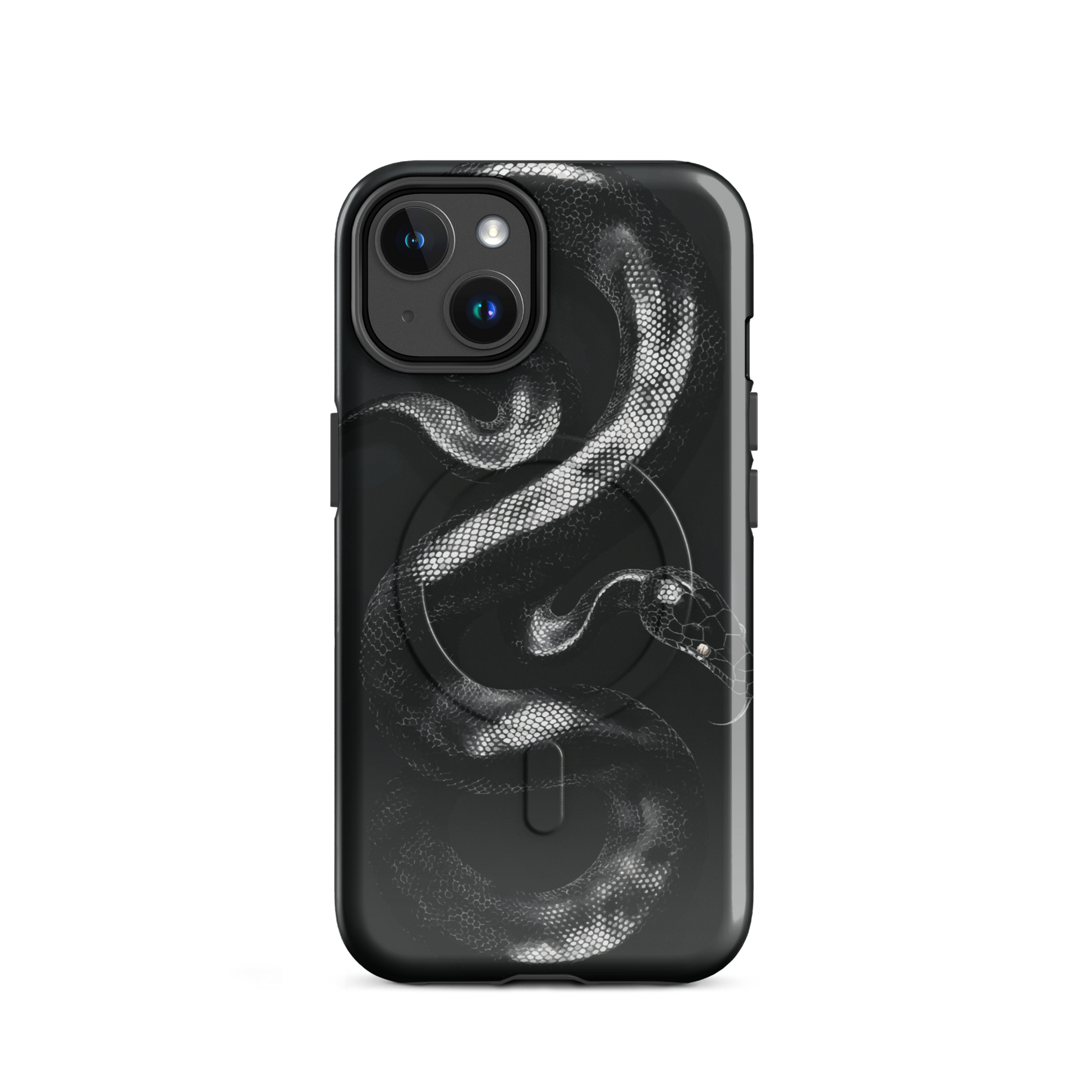 'Black Python' iPhone 14 MagSafe tough phone case - protective glossy case NZ Australia