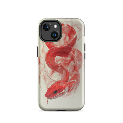 'Red Snake' iPhone 14 MagSafe tough phone case - protective glossy case NZ Australia