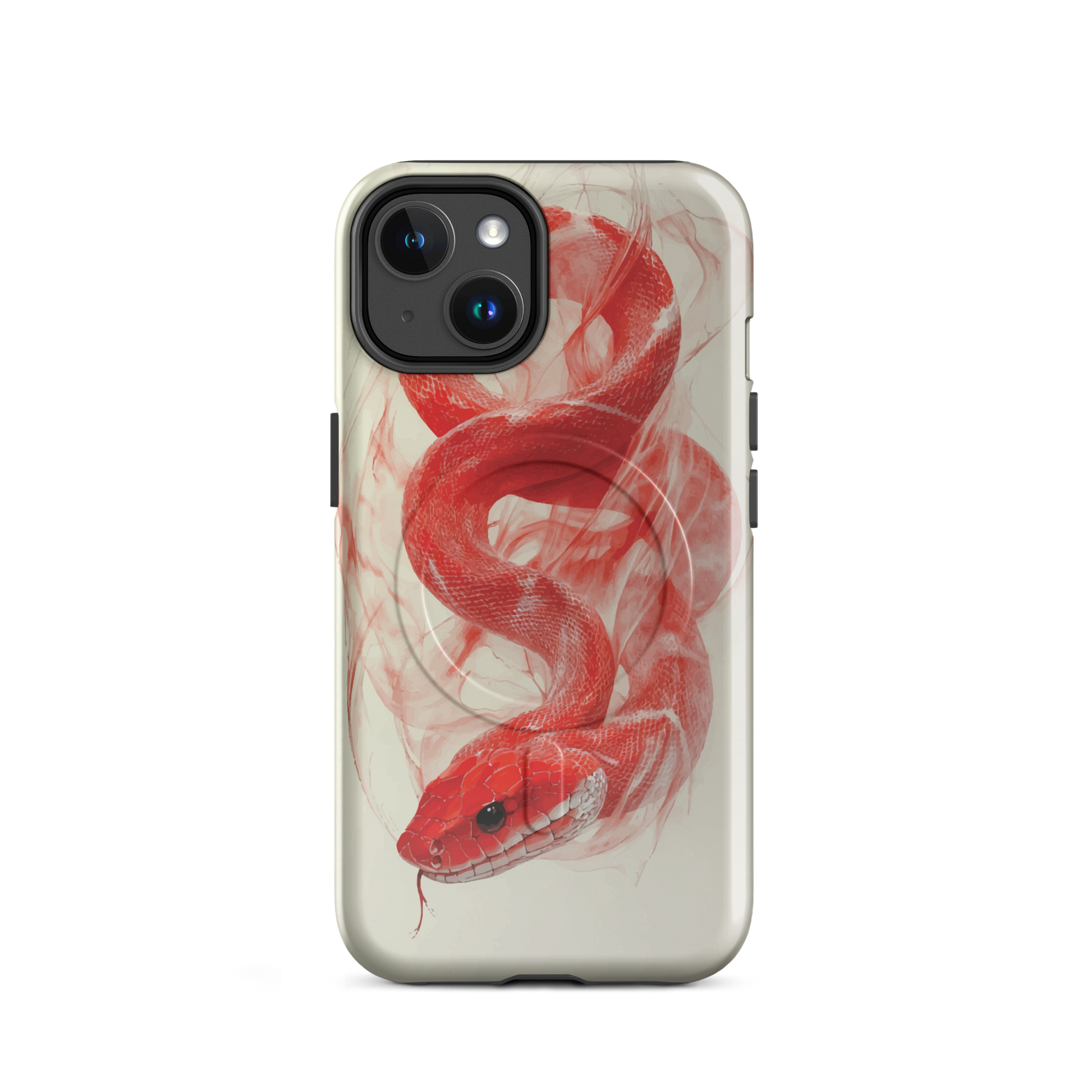 'Red Snake' iPhone 14 MagSafe tough phone case - protective glossy case NZ Australia