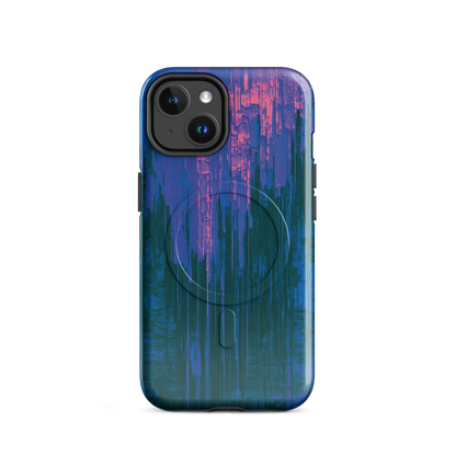 'Digital Glitch' iPhone 14 MagSafe tough phone case - protective glossy case NZ Australia
