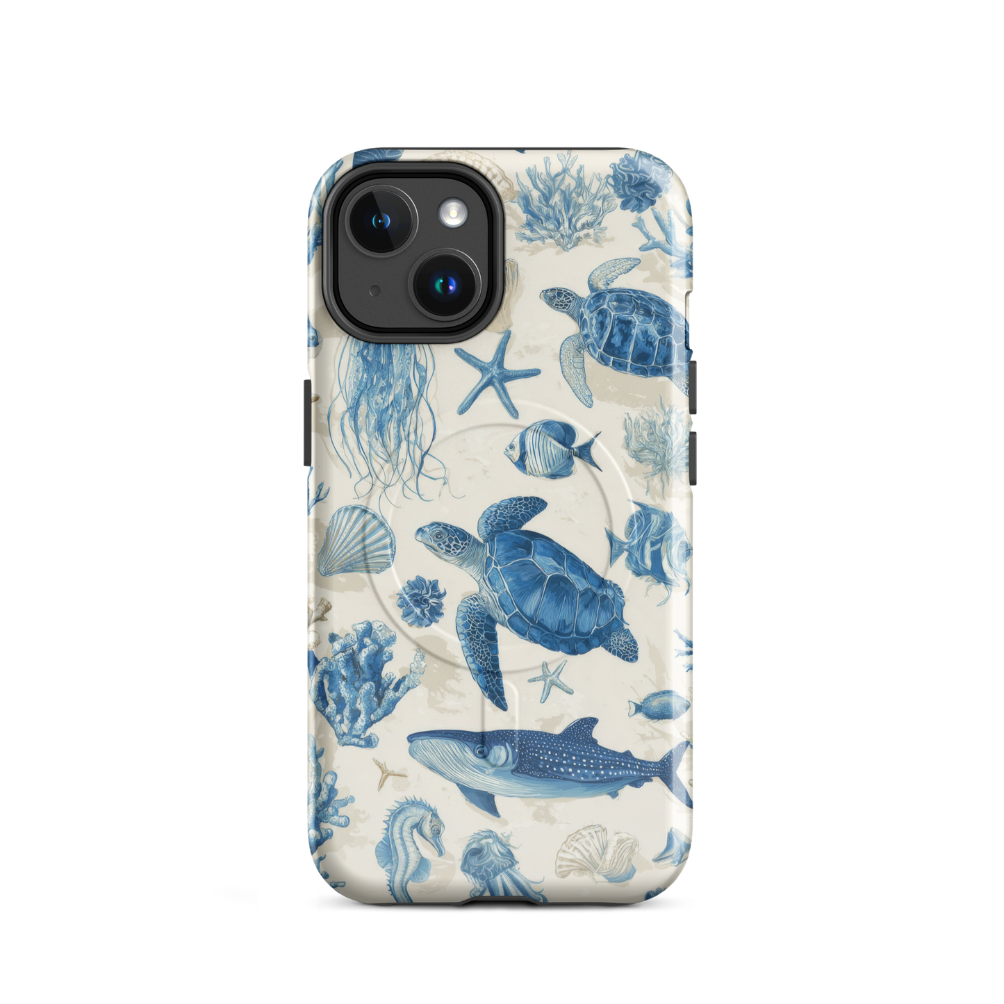 'Ocean Sketchbook' iPhone 14 MagSafe tough phone case - protective glossy case NZ Australia