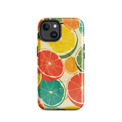 'Citrus Pop' iPhone 14 MagSafe tough phone case - protective glossy case NZ Australia
