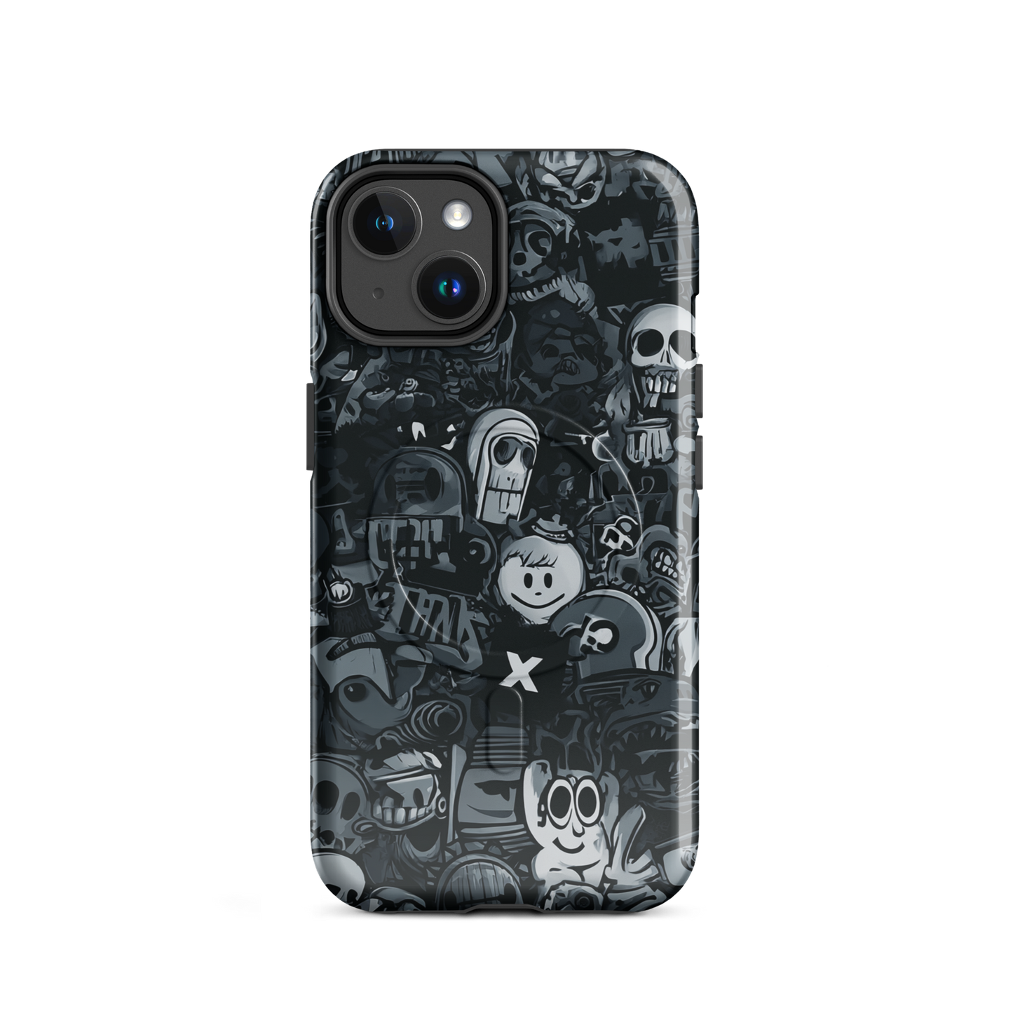'Midnight Stickers' iPhone 14 MagSafe tough phone case - protective glossy case NZ Australia