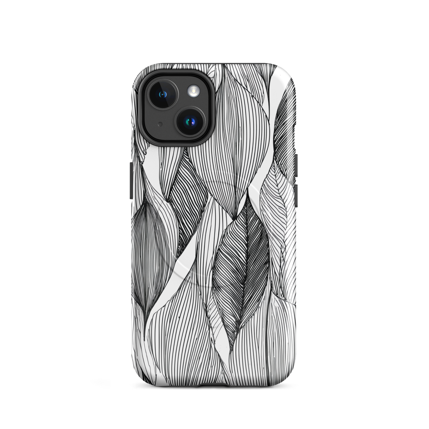 'Botanical Lines' iPhone 14 MagSafe tough phone case - protective glossy case NZ Australia
