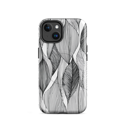 'Botanical Lines' iPhone 14 MagSafe tough phone case - protective glossy case NZ Australia