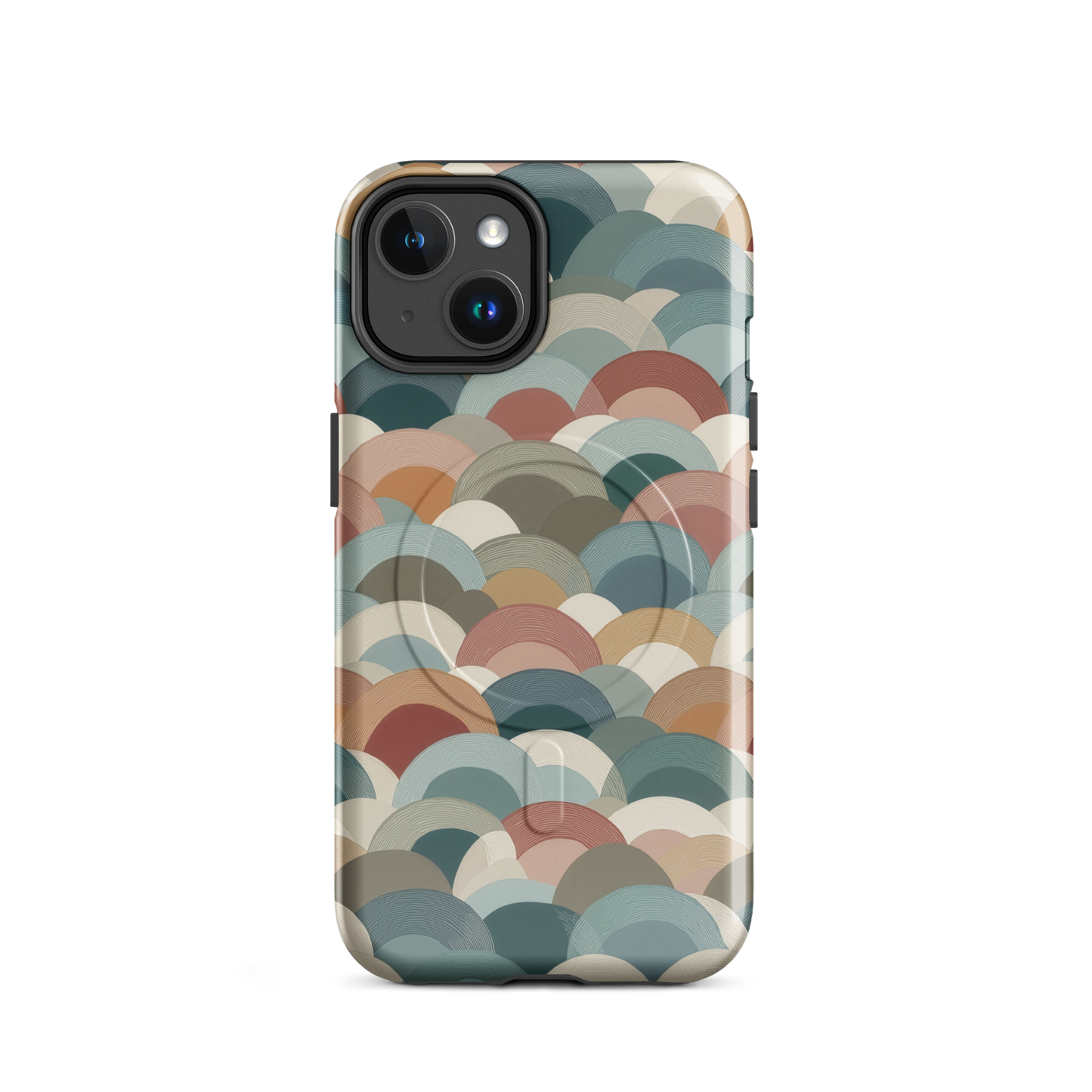 'Warm Horizons' iPhone 14 MagSafe tough phone case - protective glossy case NZ Australia