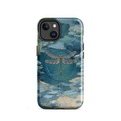 'Dragonfly Glade' iPhone 14 MagSafe tough phone case - protective glossy case NZ Australia