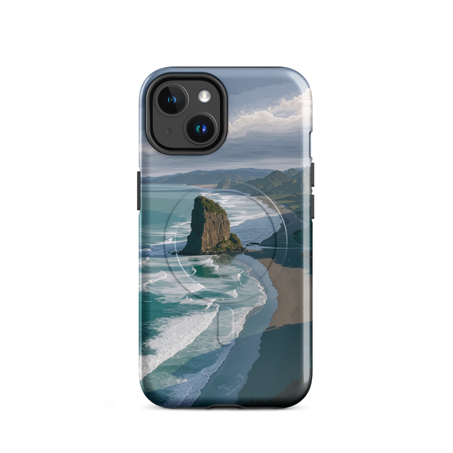 'Piha Beach' iPhone 14 MagSafe tough phone case - protective glossy case NZ Australia