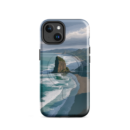 'Piha Beach' iPhone 14 MagSafe tough phone case - protective glossy case NZ Australia