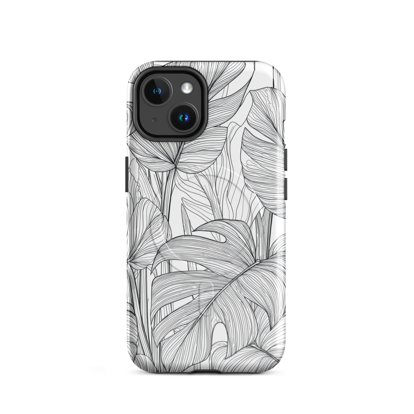 'Tropical Lines' iPhone 14 MagSafe tough phone case - protective glossy case NZ Australia