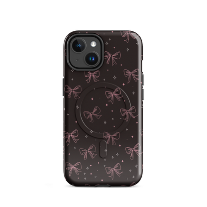'Midnight Bow' iPhone 14 MagSafe tough phone case - protective glossy case NZ Australia