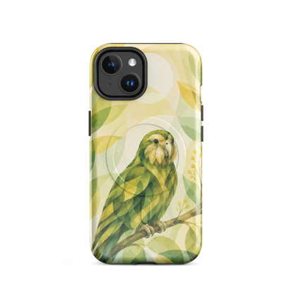 'Kakapo' iPhone 14 MagSafe tough phone case - protective glossy case NZ Australia