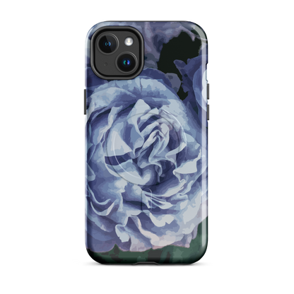 'Blue Rose' iPhone 14 Plus MagSafe tough phone case - protective glossy case NZ Australia