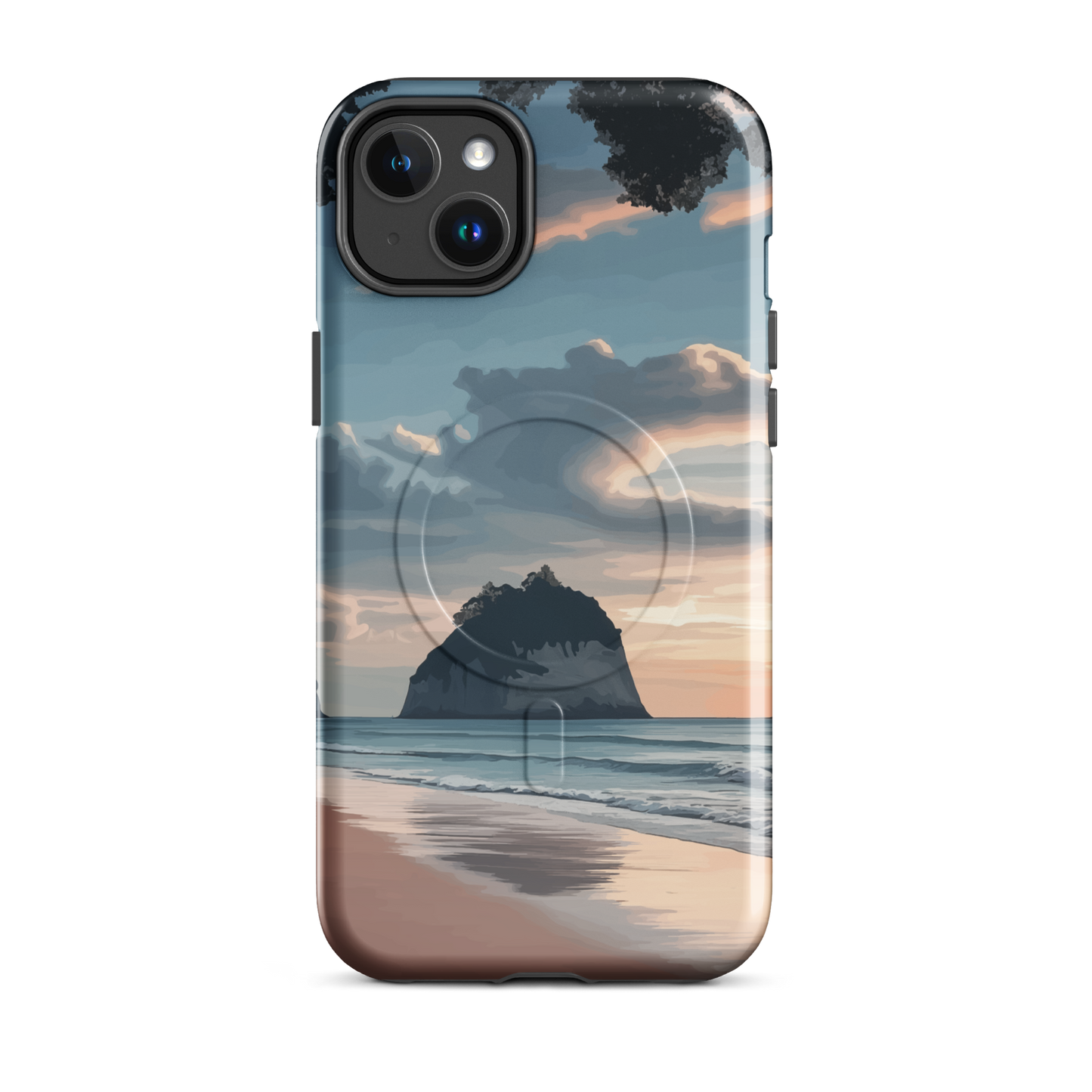 'Cathedral Cove' iPhone 14 Plus MagSafe tough phone case - protective glossy case NZ Australia