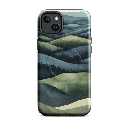 'Blue Mountains' iPhone 14 Plus MagSafe tough phone case - protective glossy case NZ Australia